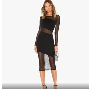 REVOLVE H:OURS LAVO MIDI DRESS BLACK MED NWOT